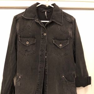 Oversized distressed black jacket